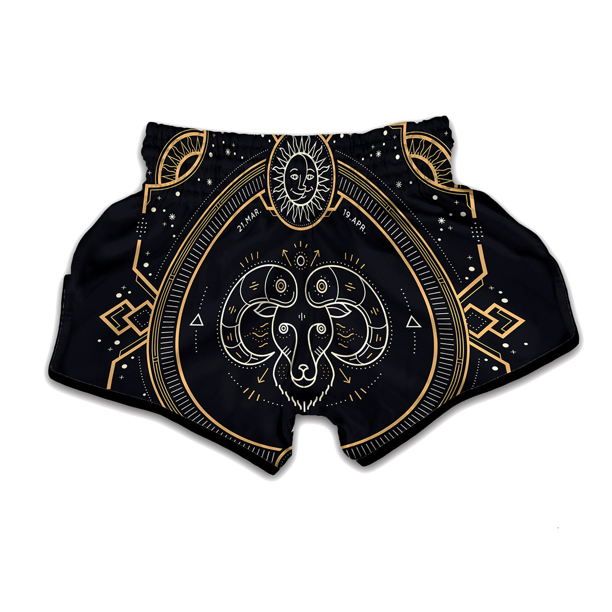 Vintage Aries Zodiac Sign Print Muay Thai Boxing Shorts