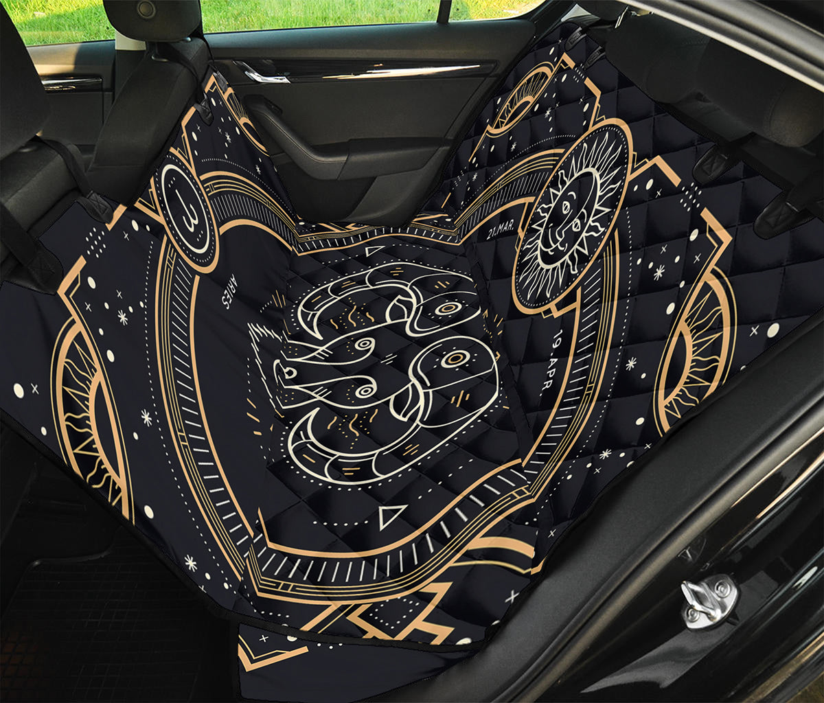 Vintage Aries Zodiac Sign Print Pet Car Back Seat Cover