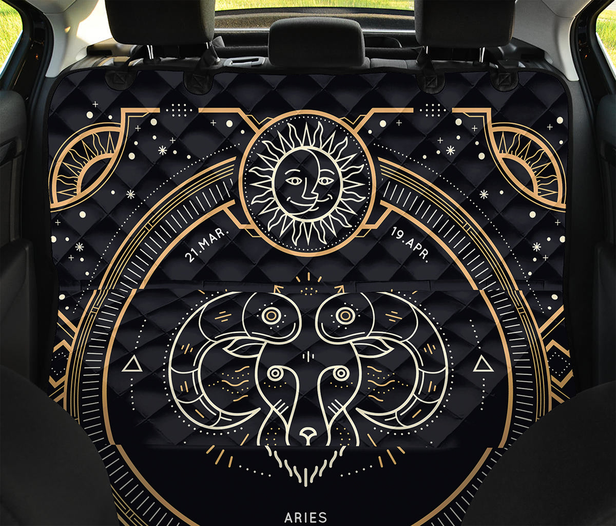 Vintage Aries Zodiac Sign Print Pet Car Back Seat Cover
