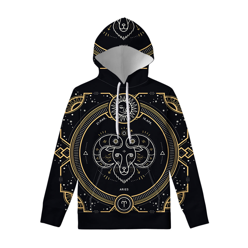 Vintage Aries Zodiac Sign Print Pullover Hoodie