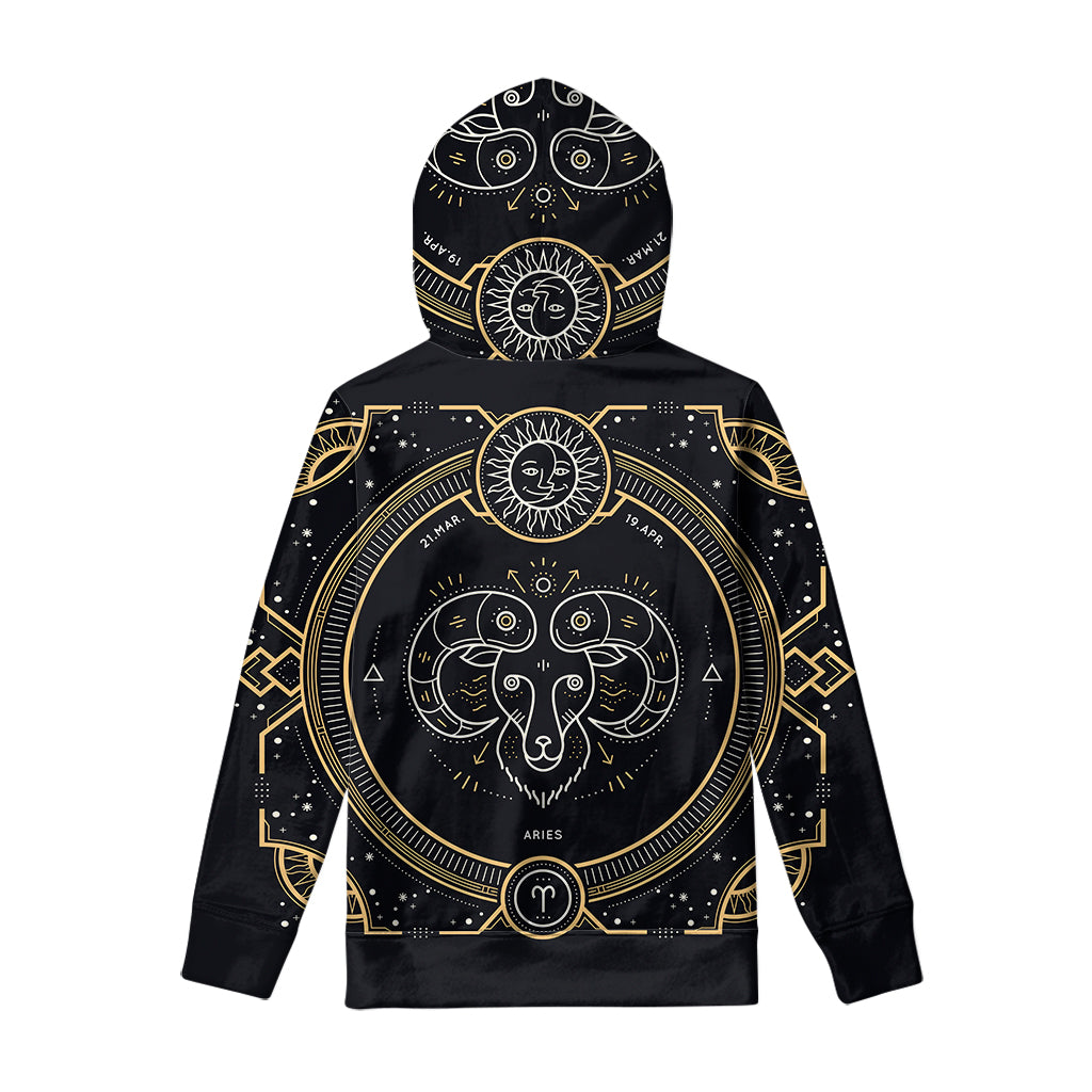 Vintage Aries Zodiac Sign Print Pullover Hoodie