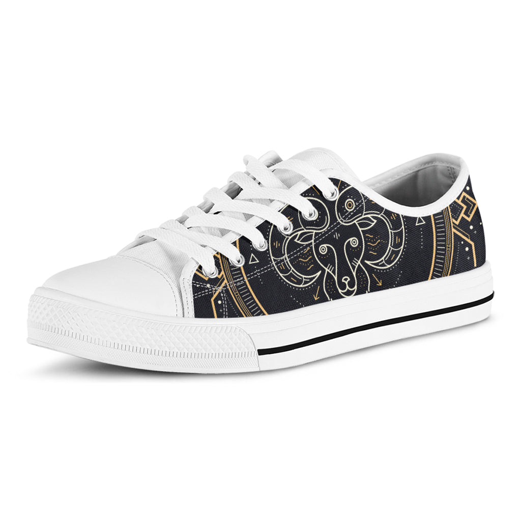 Vintage Aries Zodiac Sign Print White Low Top Shoes