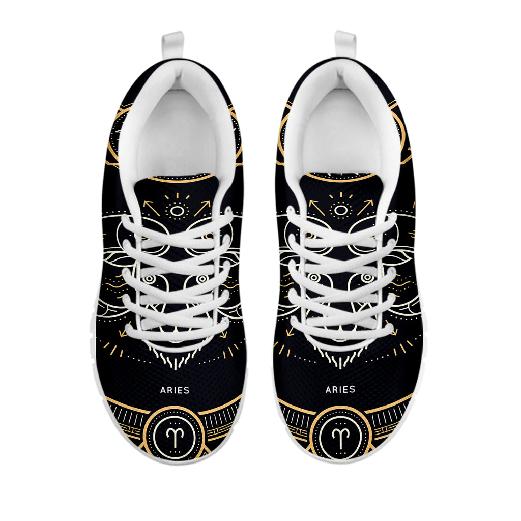 Vintage Aries Zodiac Sign Print White Sneakers