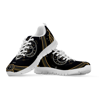 Vintage Aries Zodiac Sign Print White Sneakers