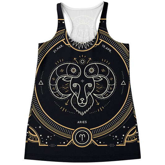 Vintage Aries Zodiac Sign Print Women's Racerback Tank Top