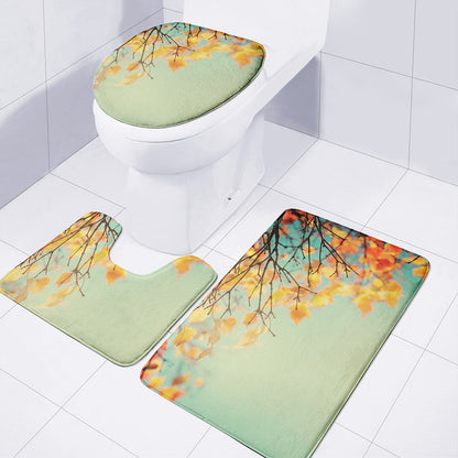 Vintage Autumn Print 3 Piece Bath Mat Set