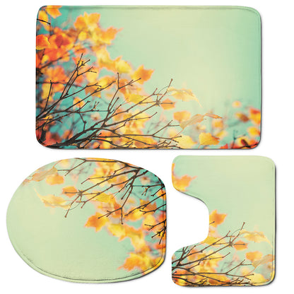 Vintage Autumn Print 3 Piece Bath Mat Set