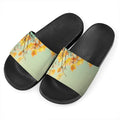 Vintage Autumn Print Black Slide Sandals