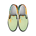 Vintage Autumn Print Black Slip On Shoes