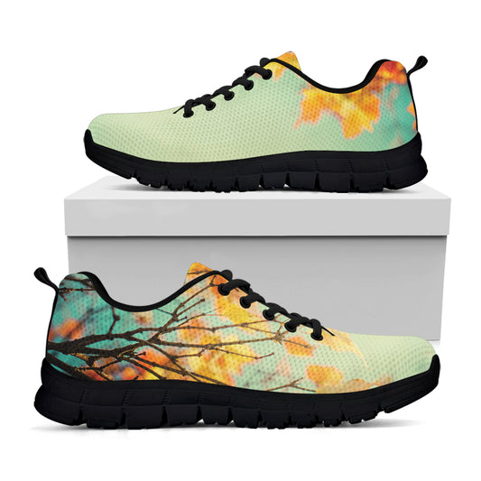 Vintage Autumn Print Black Sneakers