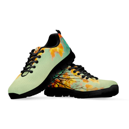 Vintage Autumn Print Black Sneakers