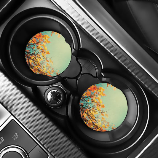 Vintage Autumn Print Car Coasters