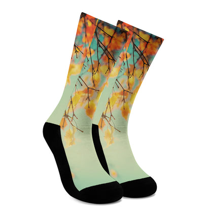 Vintage Autumn Print Crew Socks