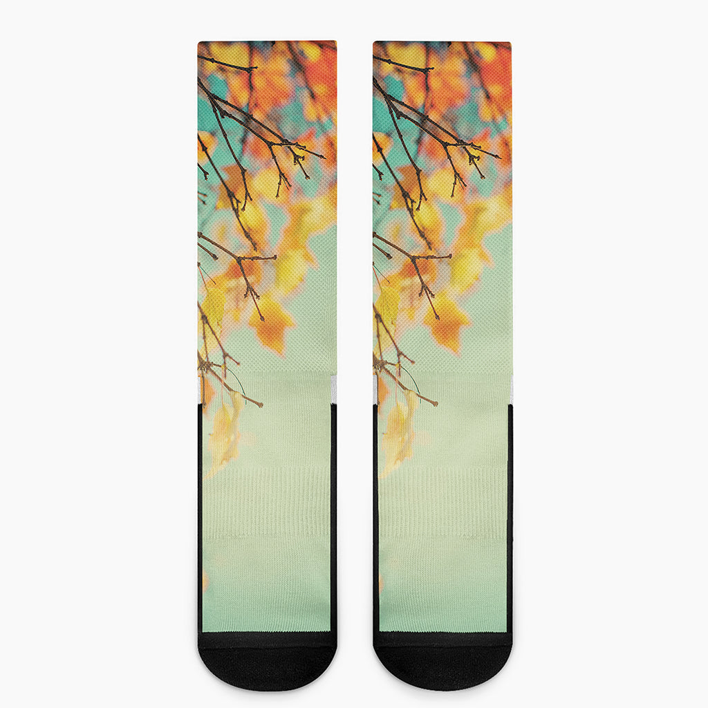 Vintage Autumn Print Crew Socks