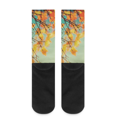 Vintage Autumn Print Crew Socks