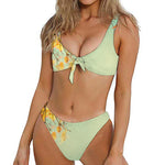 Vintage Autumn Print Front Bow Tie Bikini