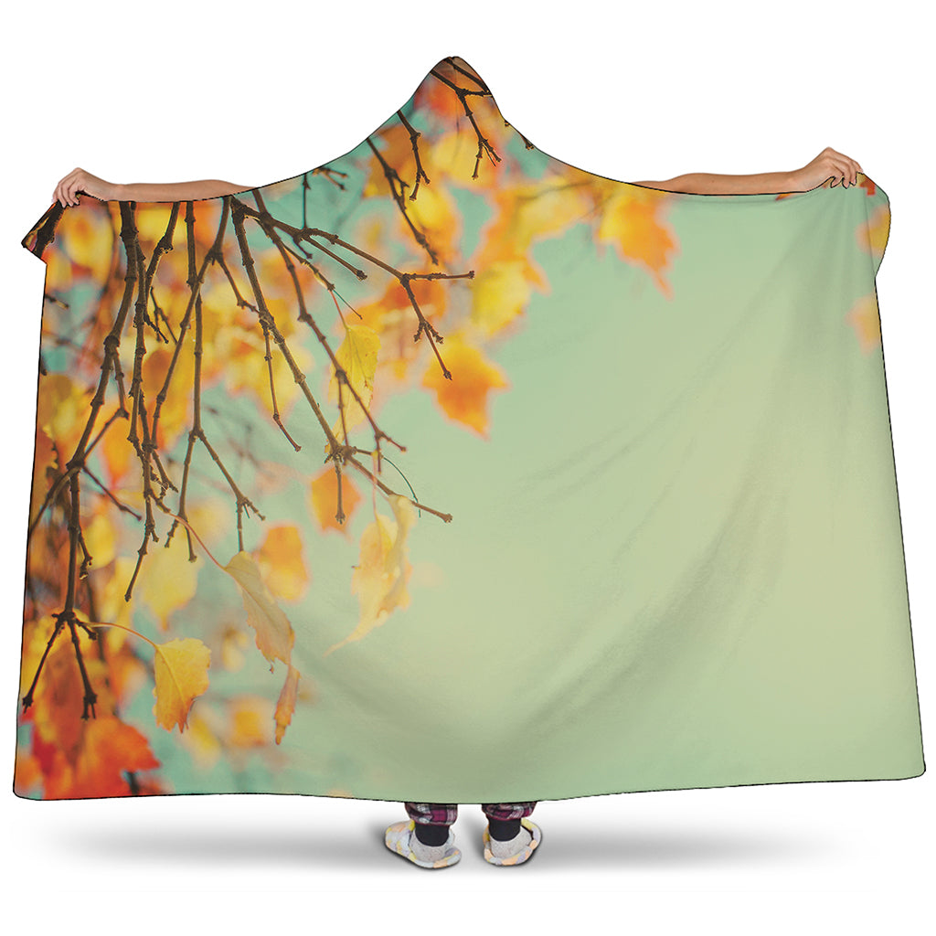 Vintage Autumn Print Hooded Blanket
