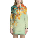 Vintage Autumn Print Hoodie Dress
