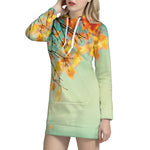 Vintage Autumn Print Hoodie Dress
