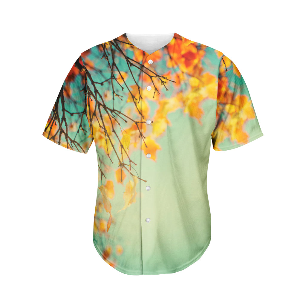 Vintage Autumn Print Men's Baseball Jersey