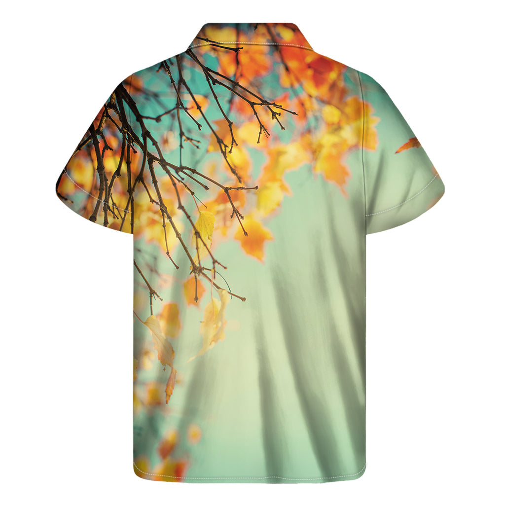 Vintage Autumn Print Men's Short Sleeve Shirt