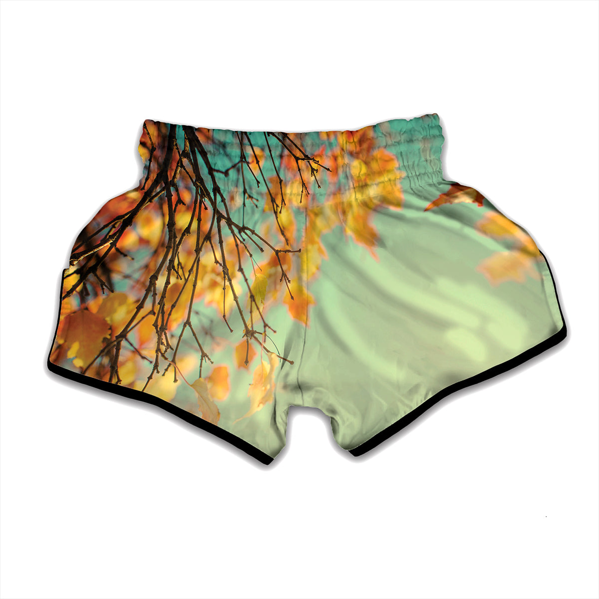 Vintage Autumn Print Muay Thai Boxing Shorts