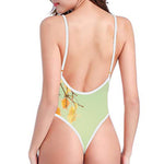 Vintage Autumn Print One Piece High Cut Swimsuit