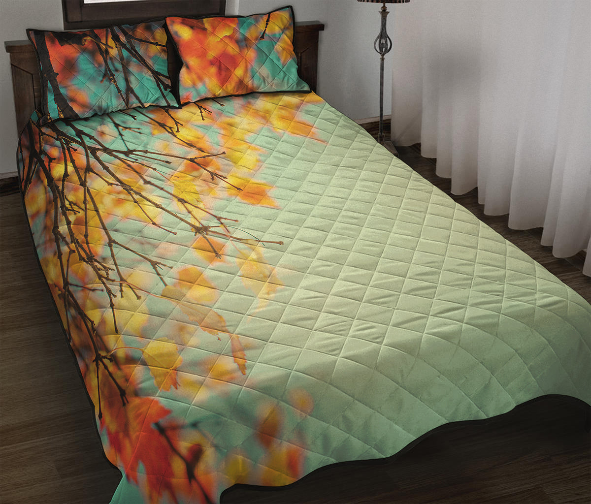 Vintage Autumn Print Quilt Bed Set