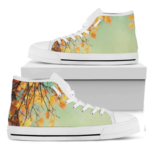 Vintage Autumn Print White High Top Shoes