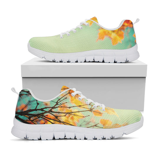 Vintage Autumn Print White Sneakers