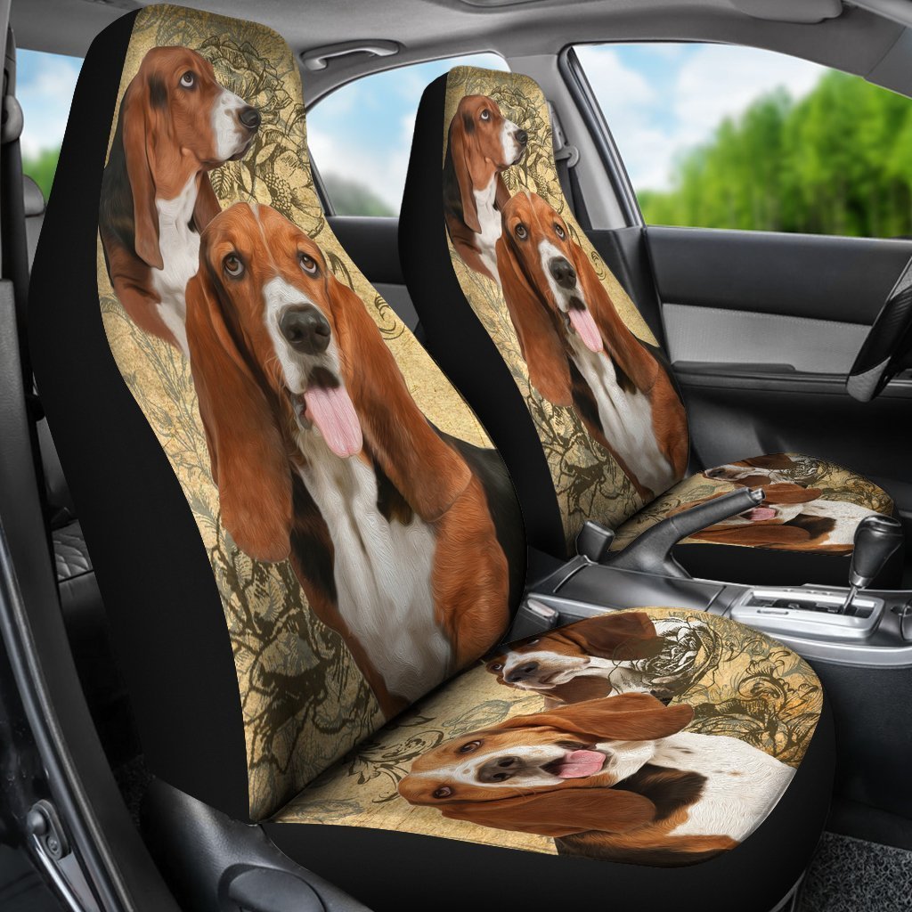 Vintage Basset Hound Universal Fit Car Seat Covers GearFrost