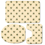 Vintage Bee Pattern Print 3 Piece Bath Mat Set