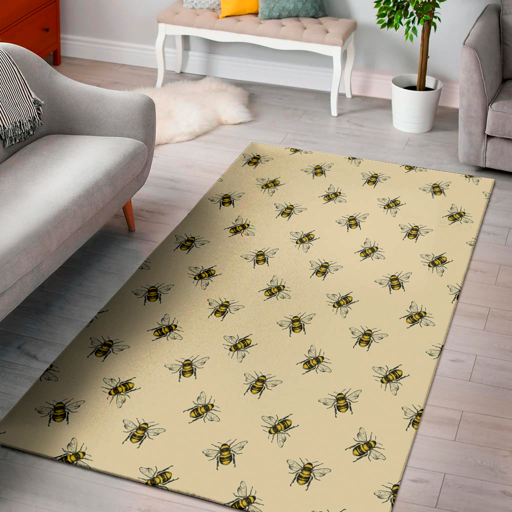 Vintage Bee Pattern Print Area Rug