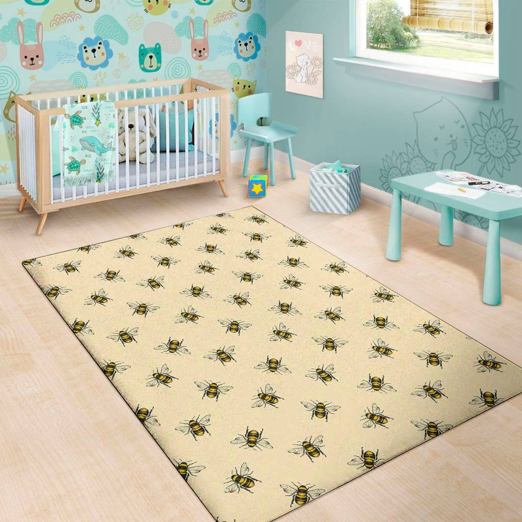Vintage Bee Pattern Print Area Rug