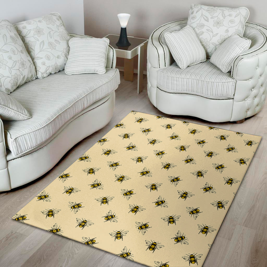 Vintage Bee Pattern Print Area Rug