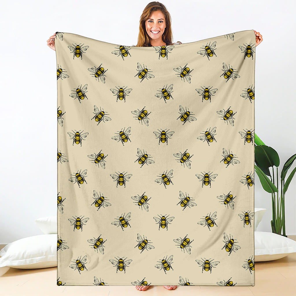 Vintage Bee Pattern Print Blanket