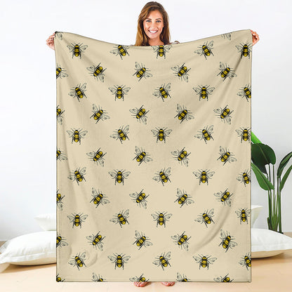 Vintage Bee Pattern Print Blanket
