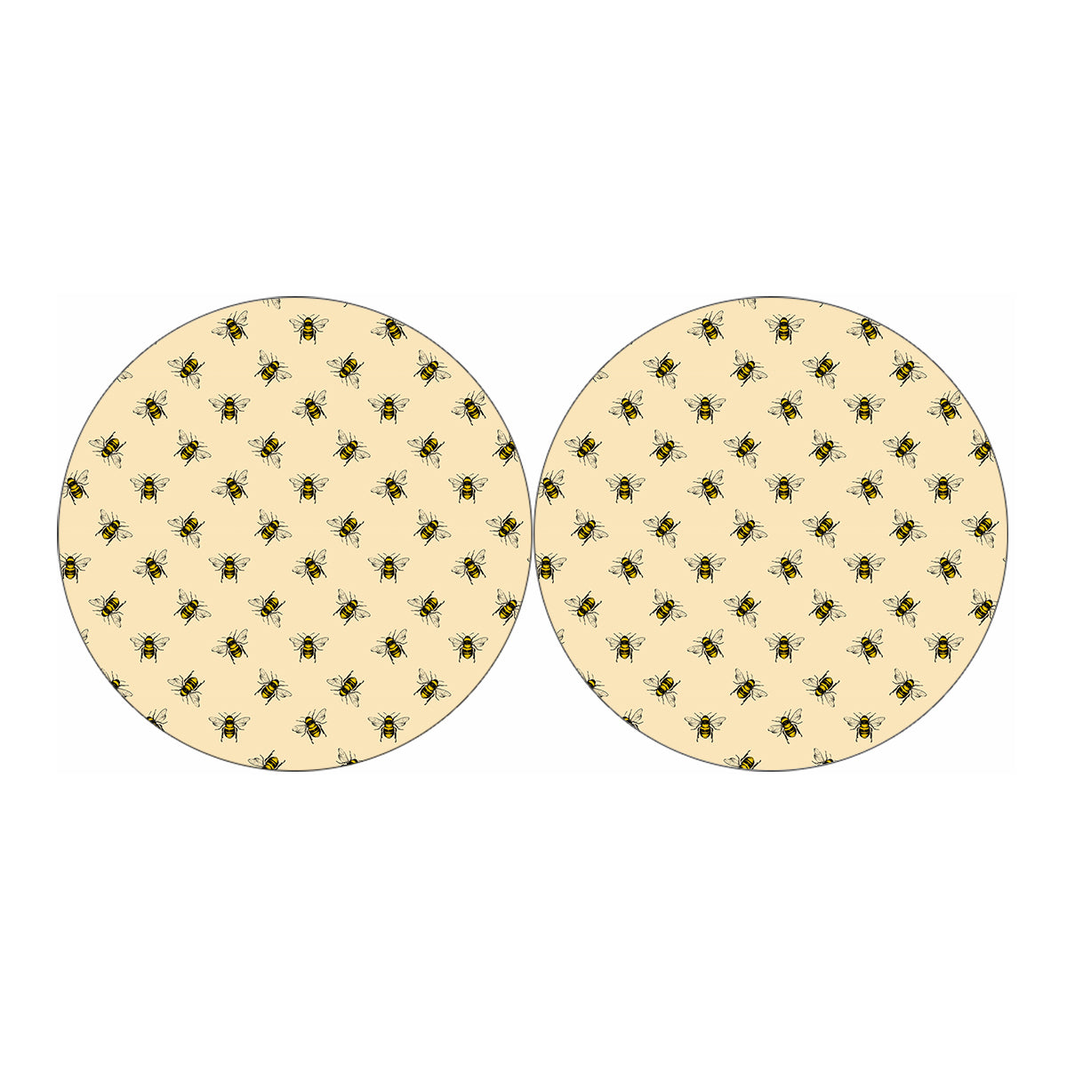 Vintage Bee Pattern Print Car Coasters