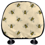 Vintage Bee Pattern Print Car Headrest Covers