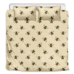 Vintage Bee Pattern Print Duvet Cover Bedding Set