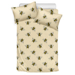 Vintage Bee Pattern Print Duvet Cover Bedding Set
