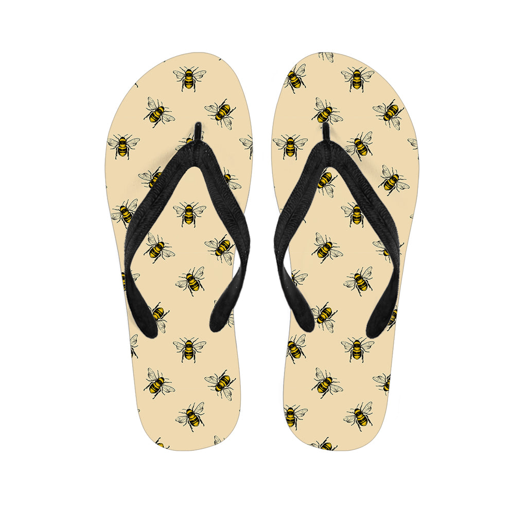 Vintage Bee Pattern Print Flip Flops