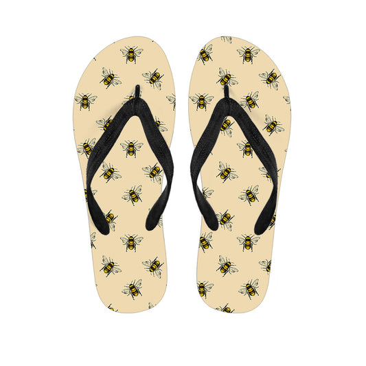 Vintage Bee Pattern Print Flip Flops