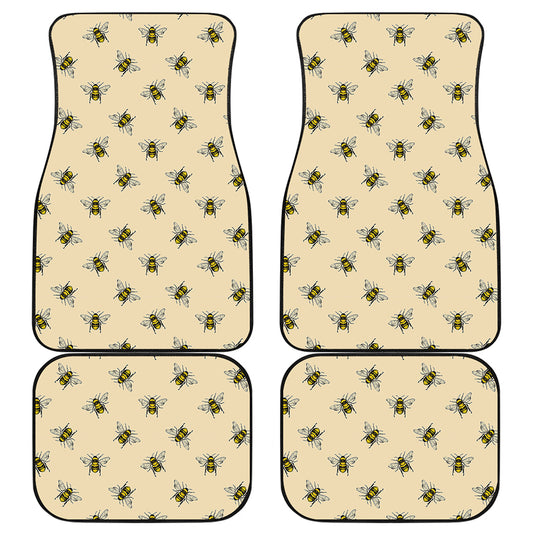 Vintage Bee Pattern Print Front and Back Car Floor Mats