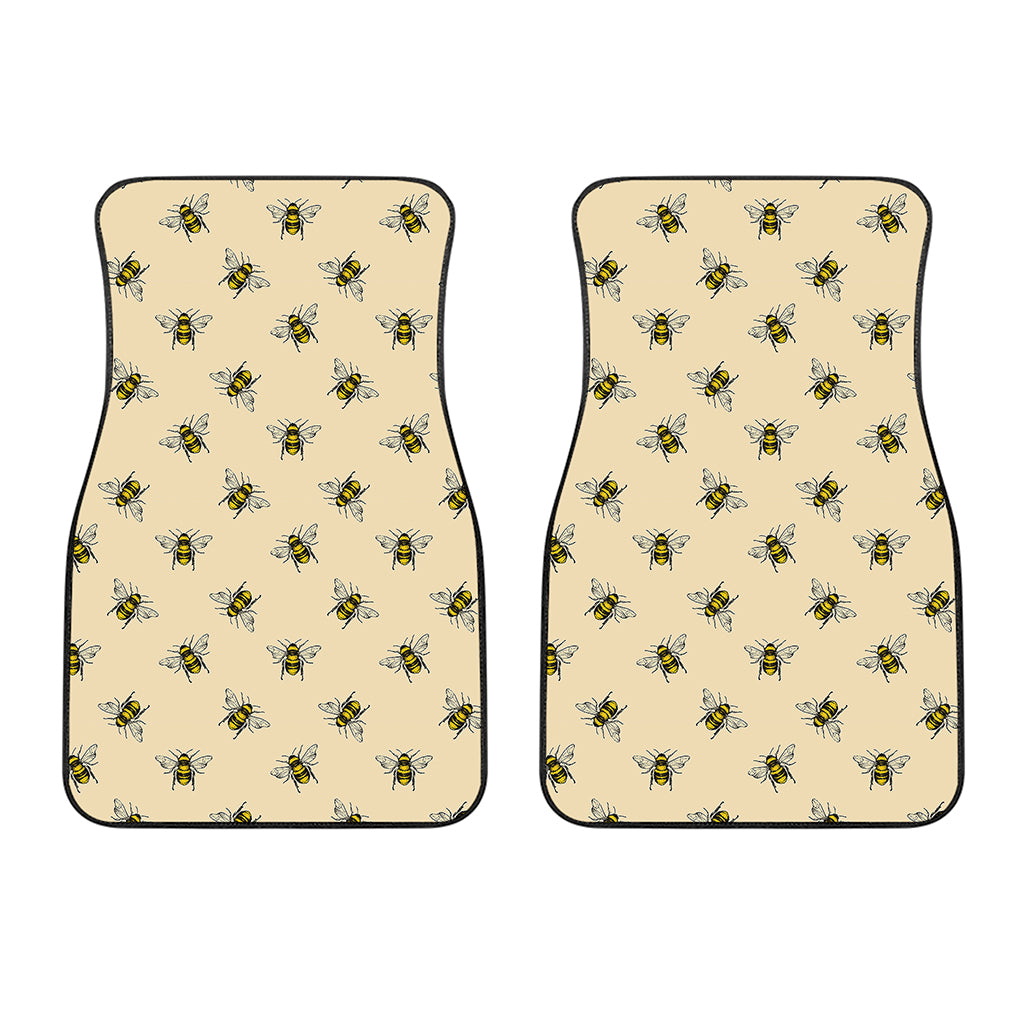 Vintage Bee Pattern Print Front Car Floor Mats