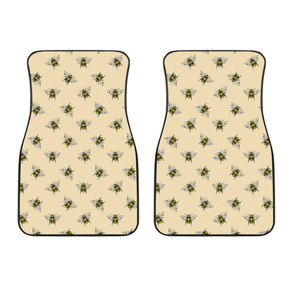 Vintage Bee Pattern Print Front Car Floor Mats