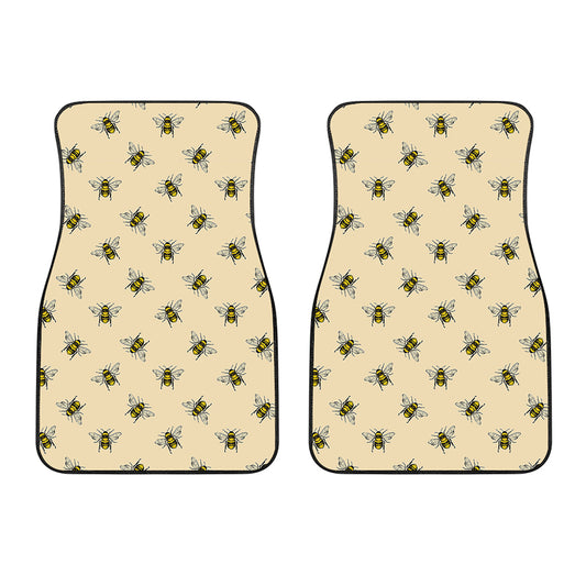 Vintage Bee Pattern Print Front Car Floor Mats