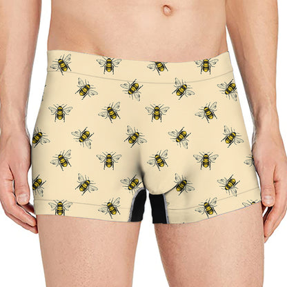 Vintage Bee Pattern Print Men's Boxer Briefs