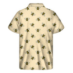Vintage Bee Pattern Print Men's Short Sleeve Shirt