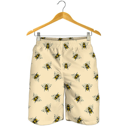 Vintage Bee Pattern Print Men's Shorts